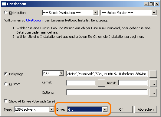 UNetbootin-Anleitung How-to