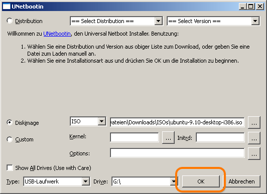 UNetbootin-Anleitung How-to