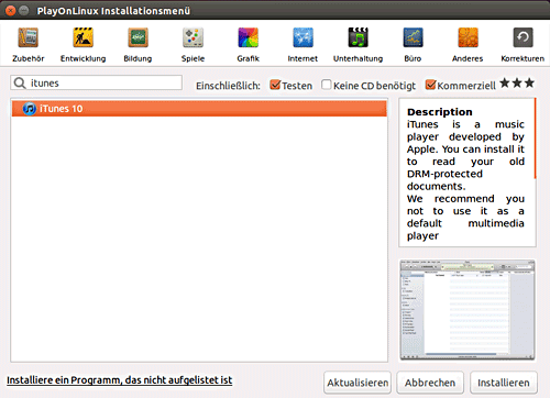 iTunes in Ubuntu Linux installieren